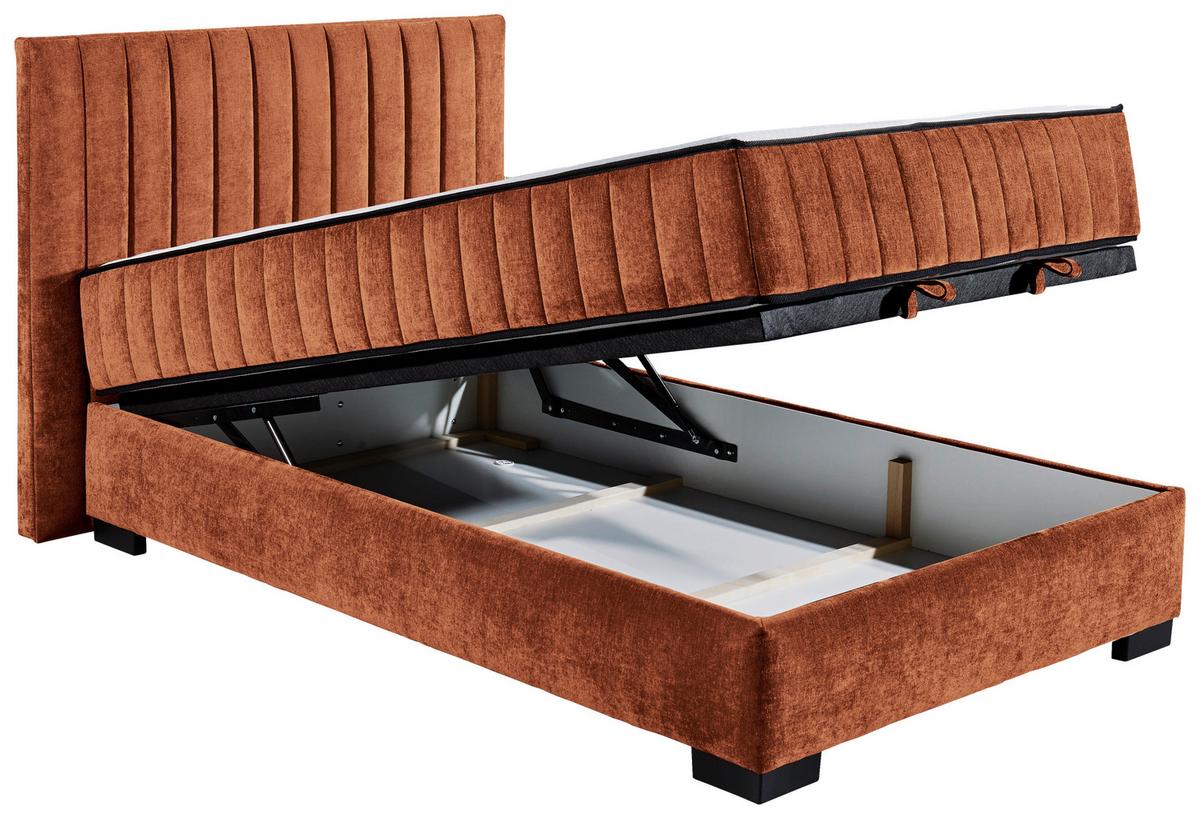 Boxbett Nagol C - Cognac/Schwarz, MODERN, Holzwerkstoff/Textil (120/200cm) - MID.YOU