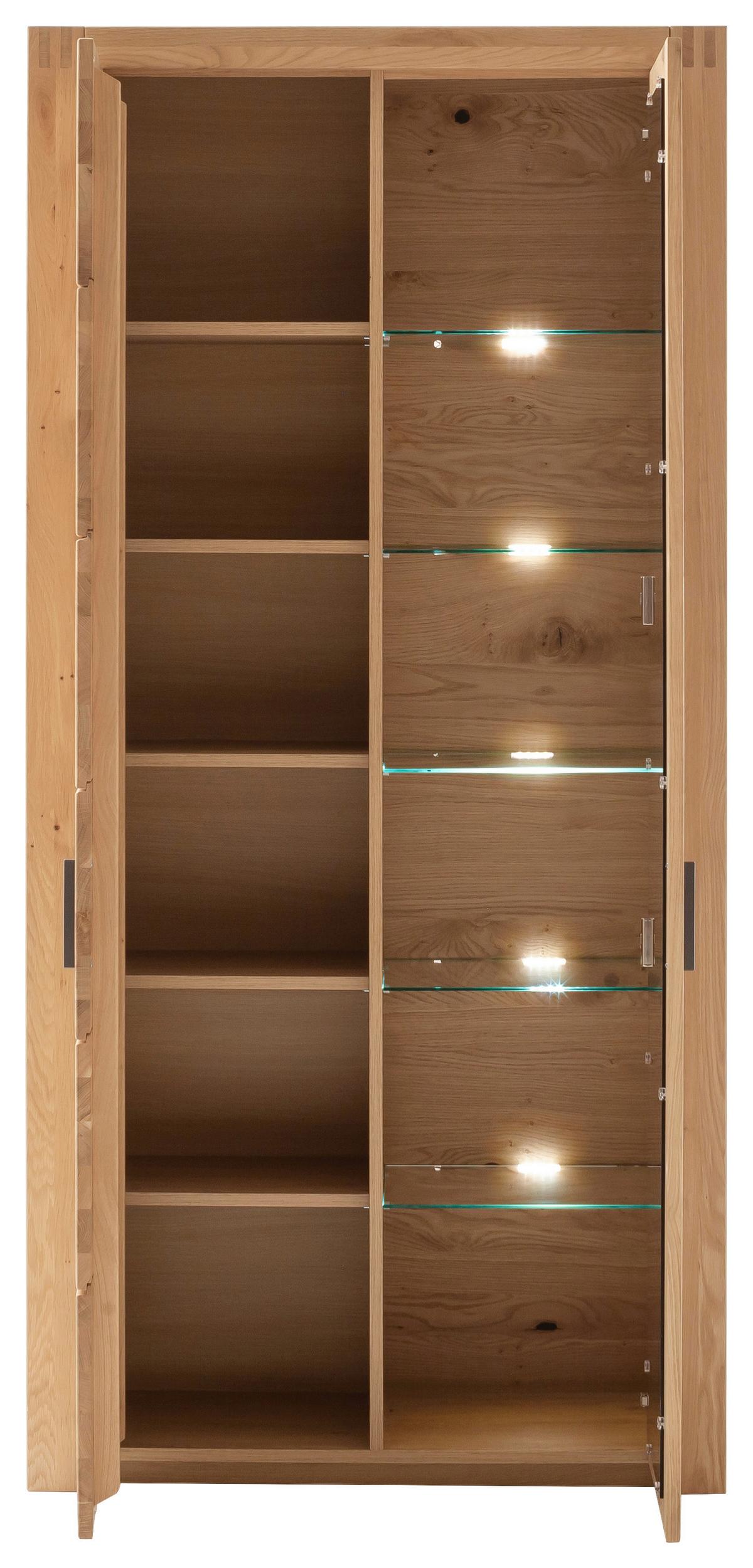 Vitrine Prag - Eichefarben, Design, Glas/Holz (97/203/37cm) - Livetastic