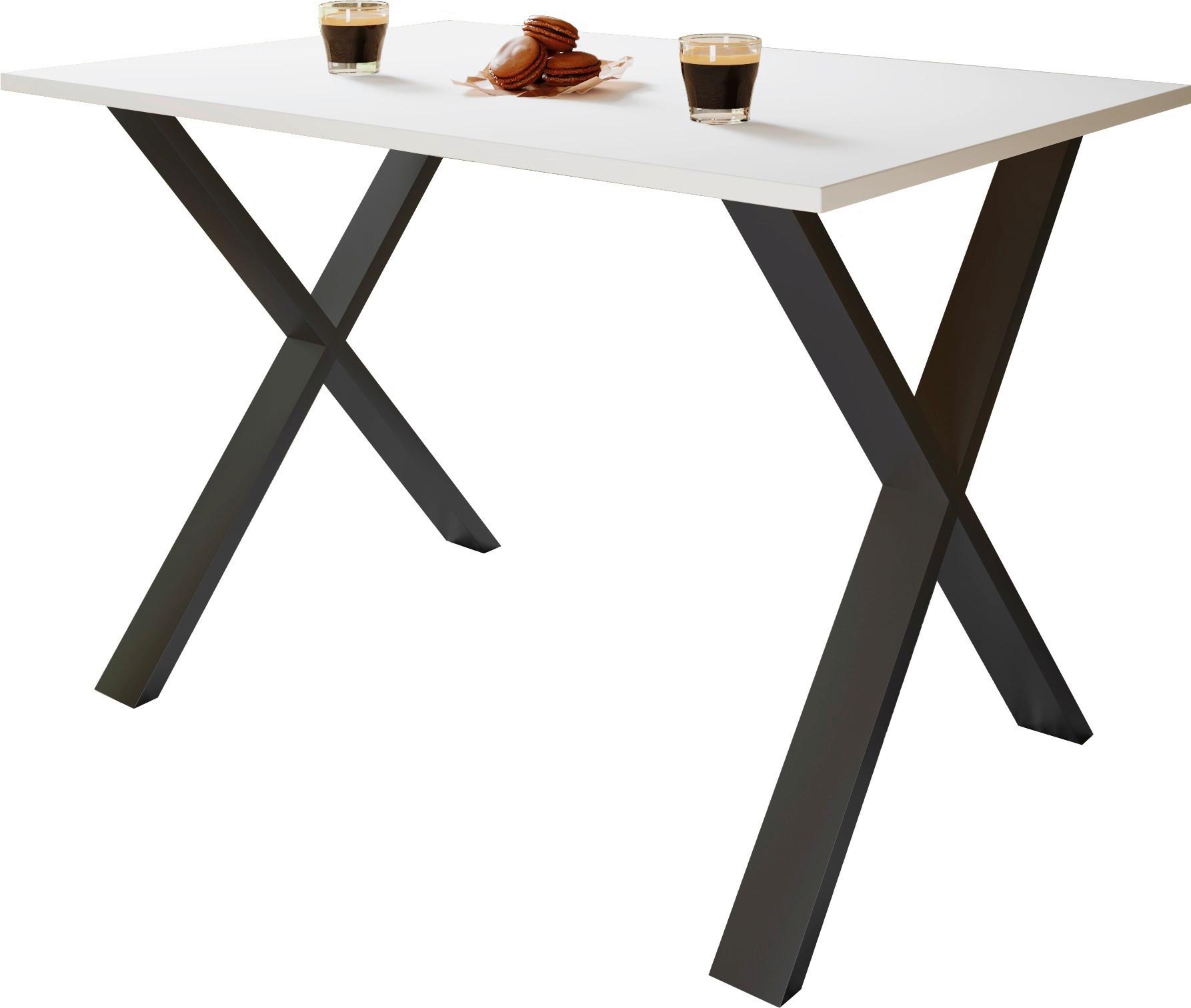 Schreibtisch Lona Schwarz, Weiß B: 160 cm - Schwarz/Weiß, Design (160/80/76cm) - MID.YOU