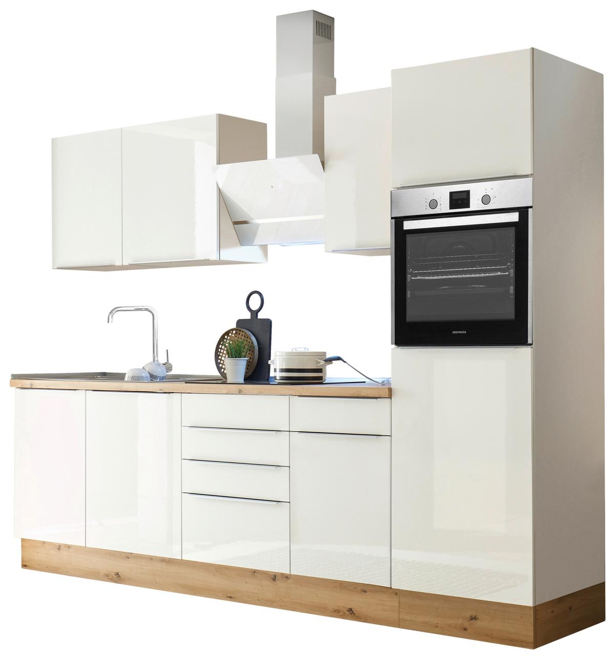 Küchenzeile Mit Geräten B: 280 Cm Weiß/eiche Dekor - Weiß Hochglanz/Weiß, LIFESTYLE, Holzwerkstoff (280cm) - Respekta