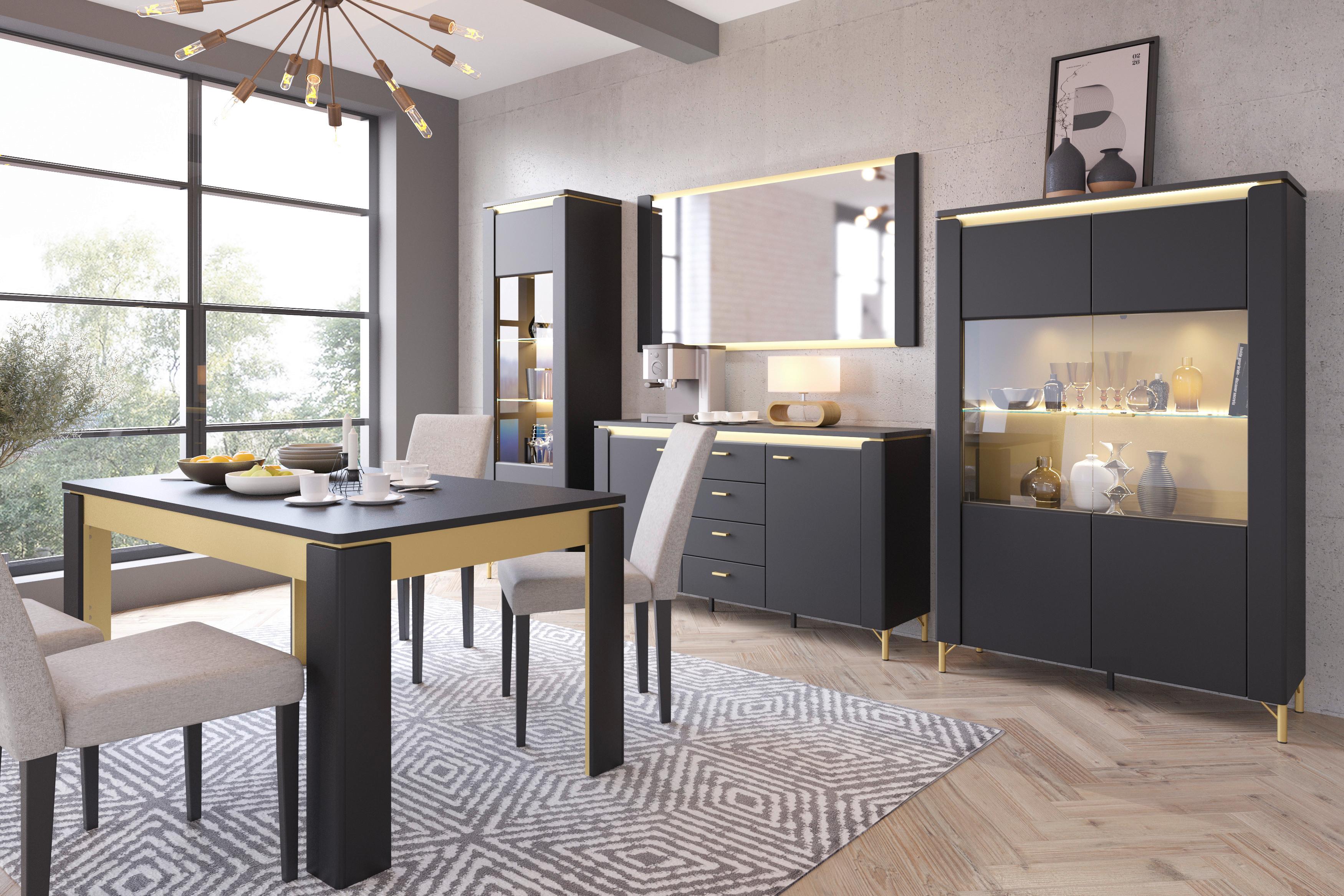 Spiegel Norica Goldfarben/Schwarz B: 155 cm - Goldfarben/Schwarz, Trend, Glas/Holzwerkstoff (155/80/3,8cm)