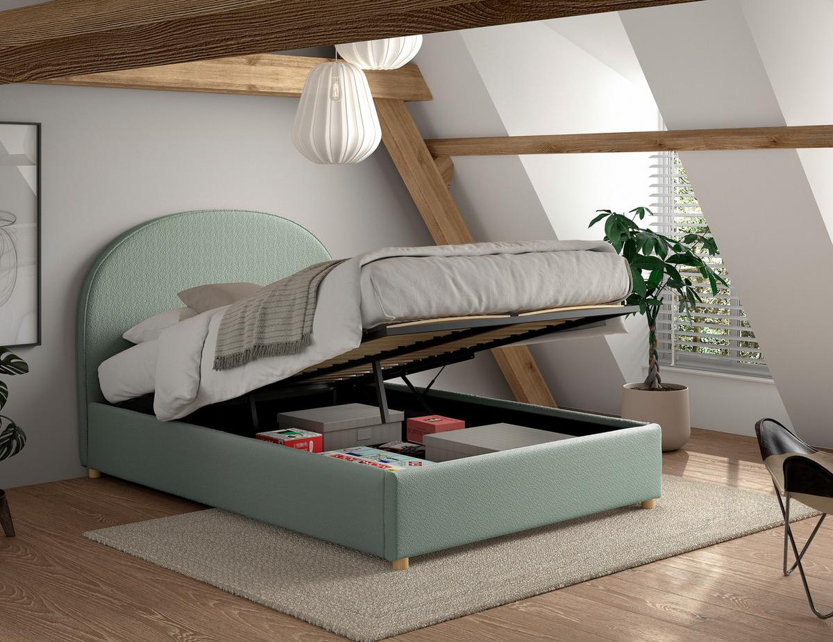 KINDER-/JUNIORBETT Moon Grün 140x200cm - Naturfarben/Grün, ROMANTIK / LANDHAUS, Holz/Textil (140/200cm) - Vipack
