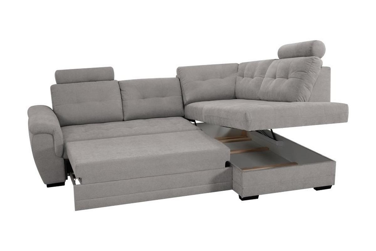 Rohová sedačka FALCO, pravá, šedohnědá žinylka,2x op.hlavy - černá/šedohnědá, Konvenční, dřevo/kompozitní dřevo (251/183cm) - Ondega