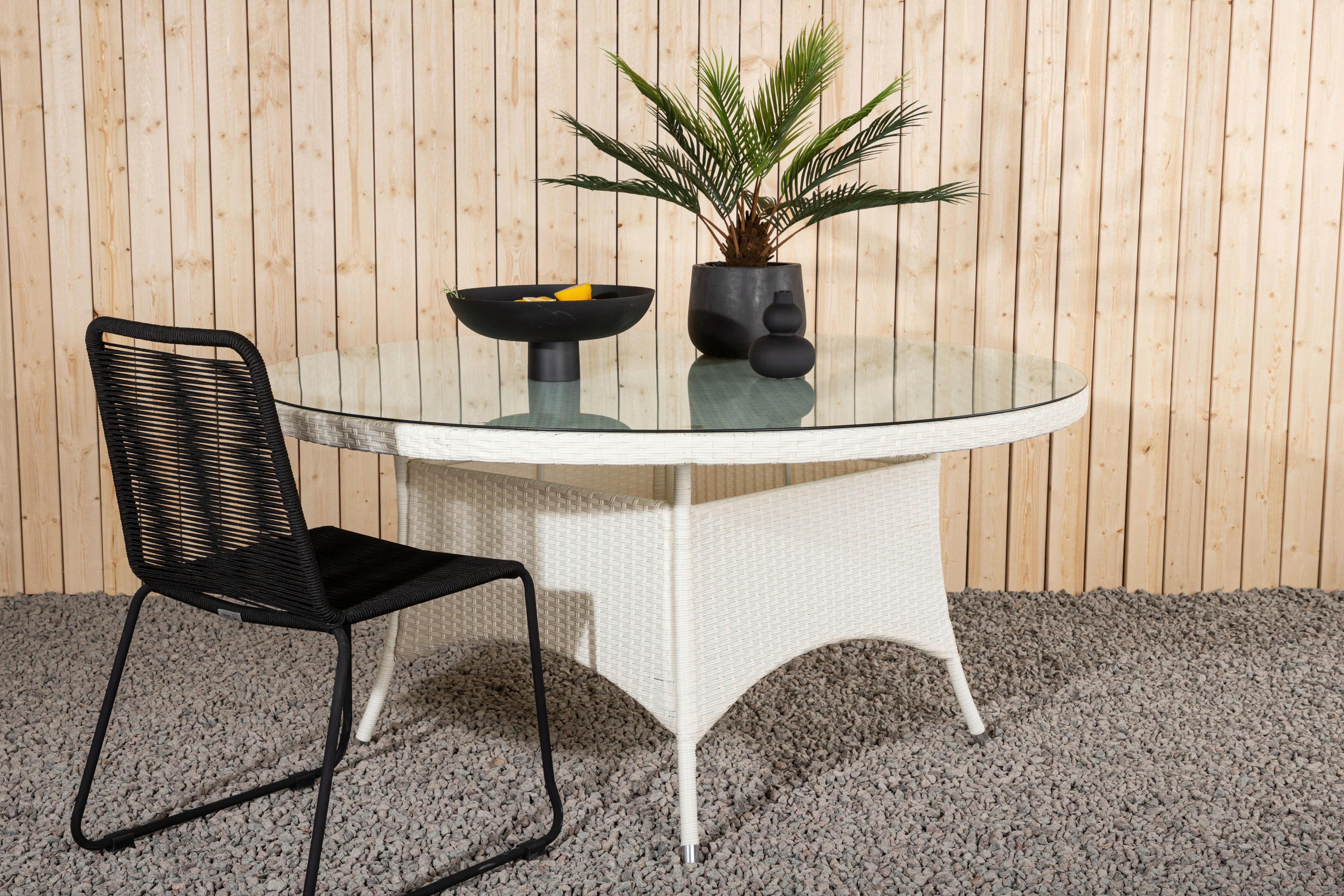 Gartentisch Volta - Weiß, KONVENTIONELL, Glas/Kunststoff (150/150/74cm) - Gardenson