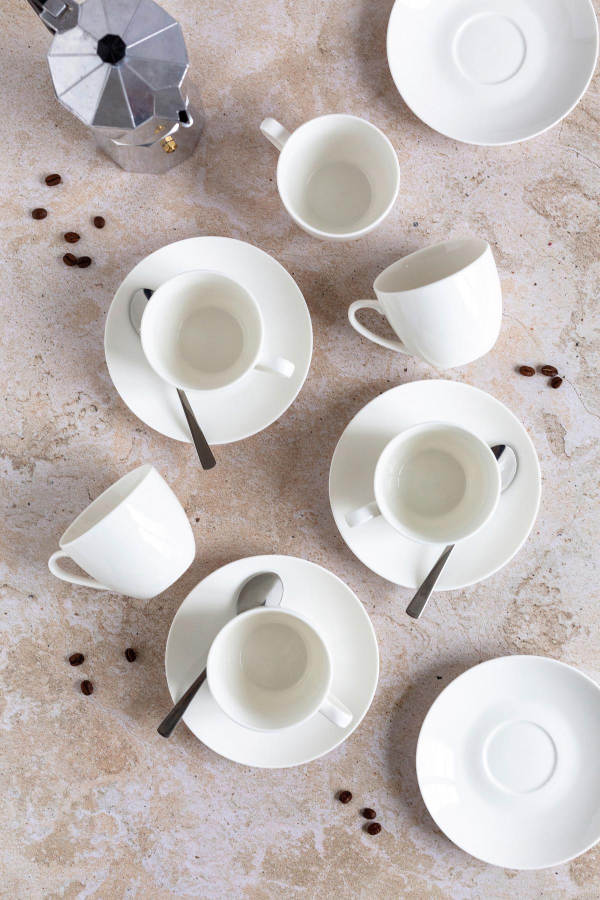 Kaffeeservice Belmira 6 Personen Geschirr Set - Weiß, Basics, Keramik - Mäser