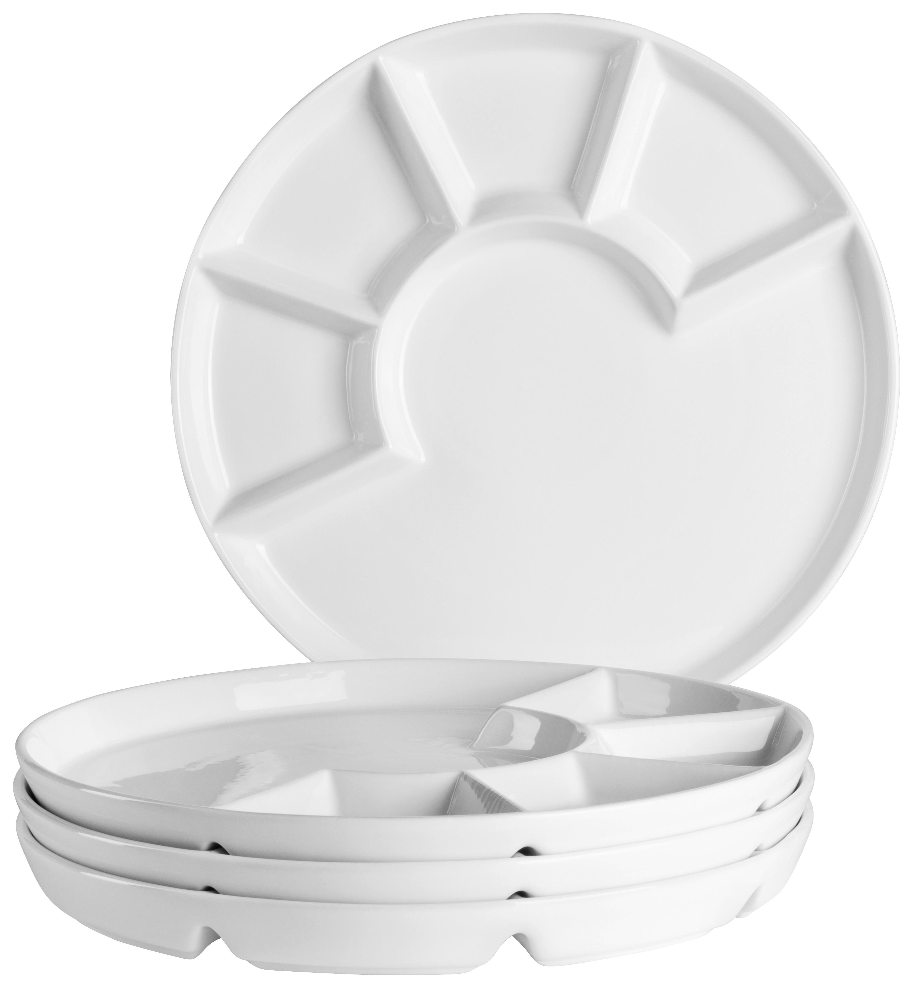 Tellerset Weiß 4--Teilig. Ca. 24 Cm - Weiß, Trend, Keramik (24cm) - Mäser