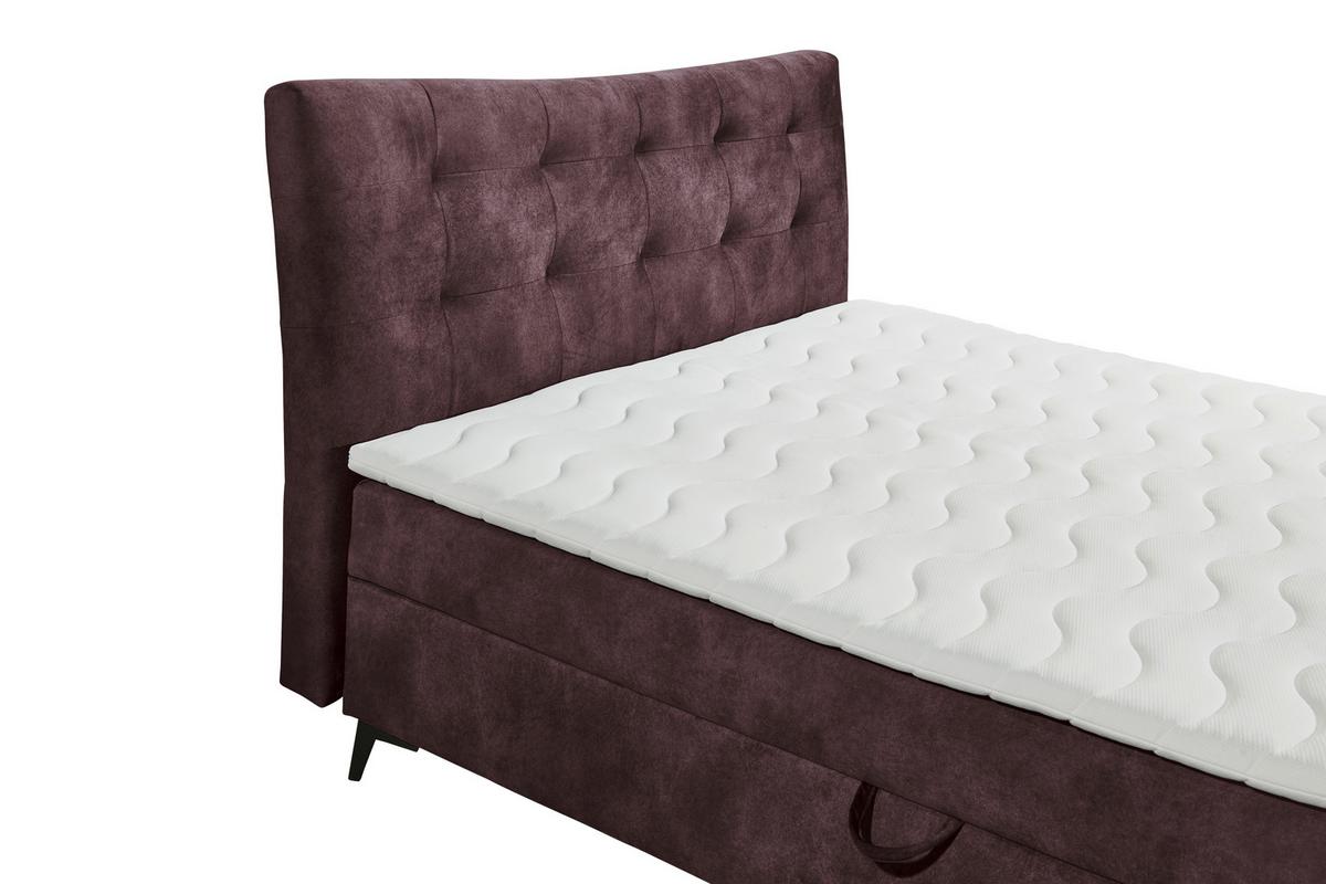 Boxbett Mit Topper+bettkasten 180x200 Cm Melrose - Aubergine/Schwarz, MODERN, Holzwerkstoff/Textil (180/200cm) - MID.YOU