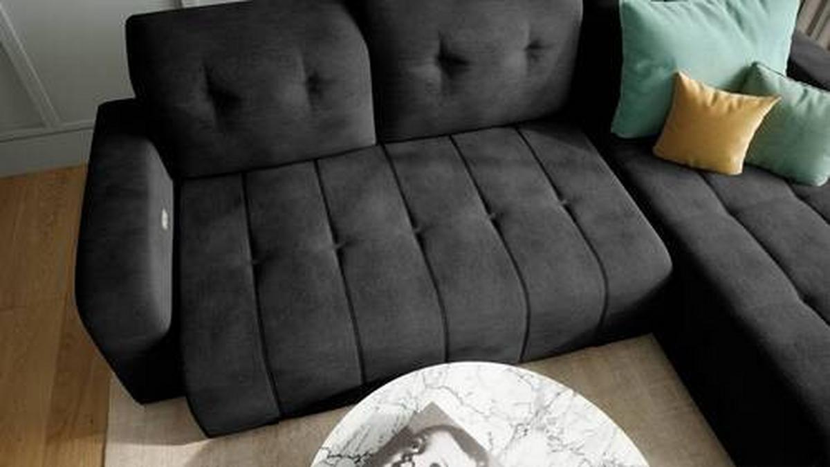 Ecksofa Vicari - Schwarz, MODERN, Textil (185/292cm) - Livetastic