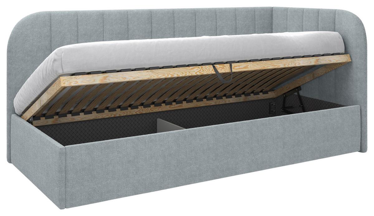 Polsterbett Millow Rechts Minttürkis Lf: 90x200 Cm - Schwarz/Minttürkis, MODERN, Holz/Holzwerkstoff (90/200cm) - MID.YOU