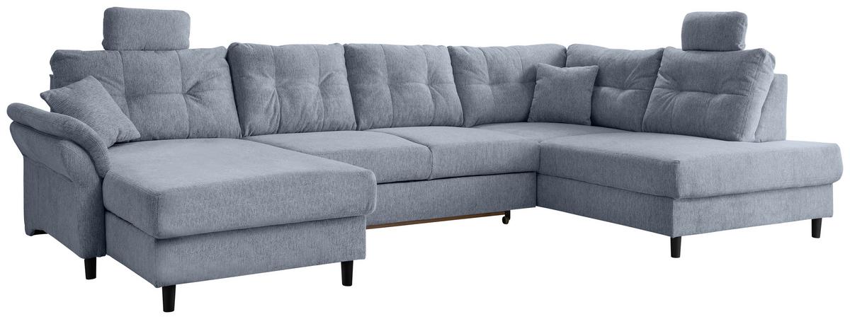 Wohnlandschaft Brizzini Hellblau U: 176x338x206 cm - Schwarz/Hellblau, MODERN, Textil (176/338/206cm) - Livetastic