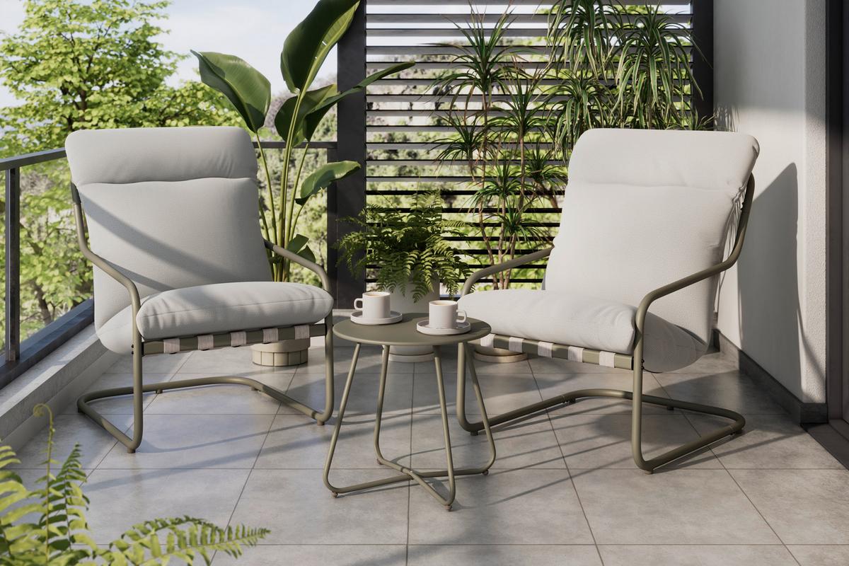 Balkonset Madrid - Grau, Basics, Textil/Metall - Beldano