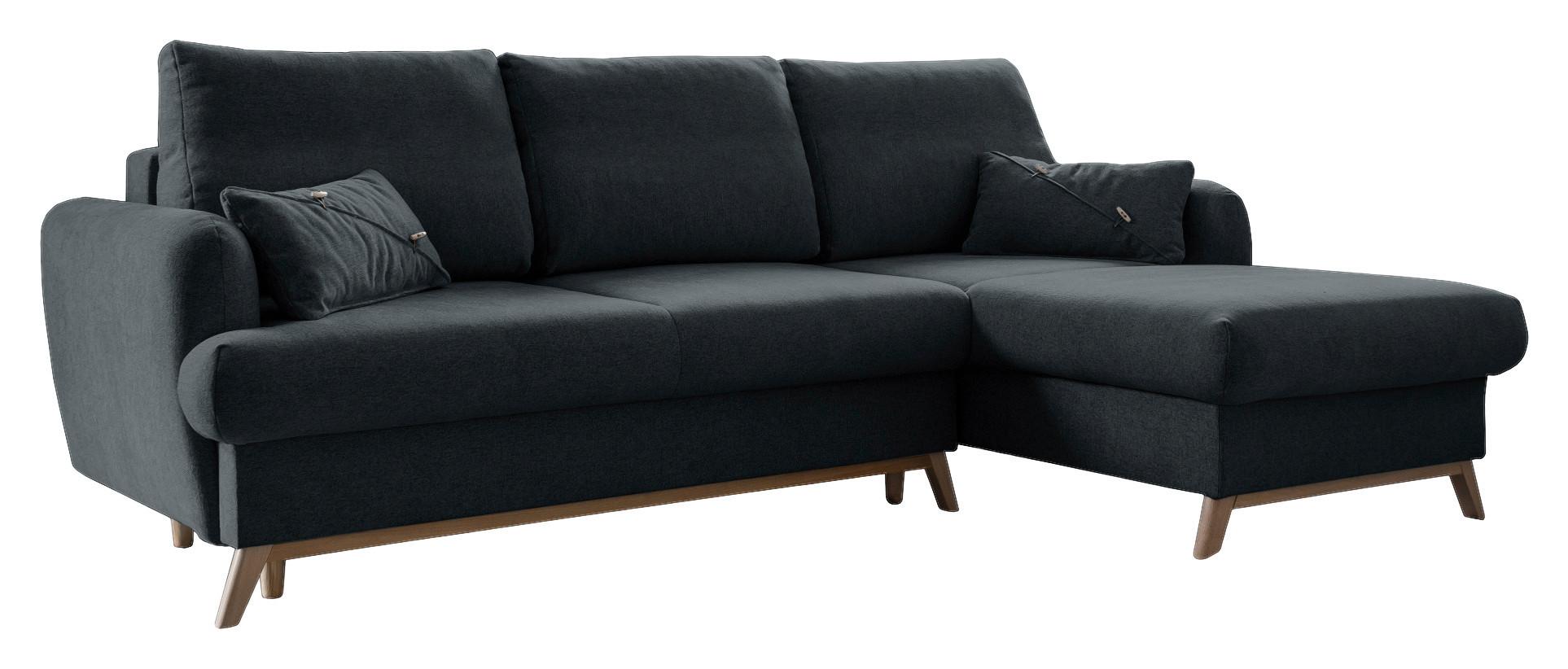 Ecksofa Scandic Lagom Dunkelgrau S: 235x157 cm - Dunkelgrau/Naturfarben, Textil (235/157cm) - MID.YOU
