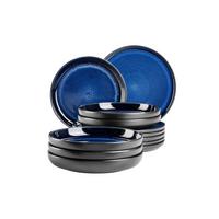 Tafelservice Niara 6 Personen Geschirr Set - Blau/Schwarz, Basics, Keramik - Mäser