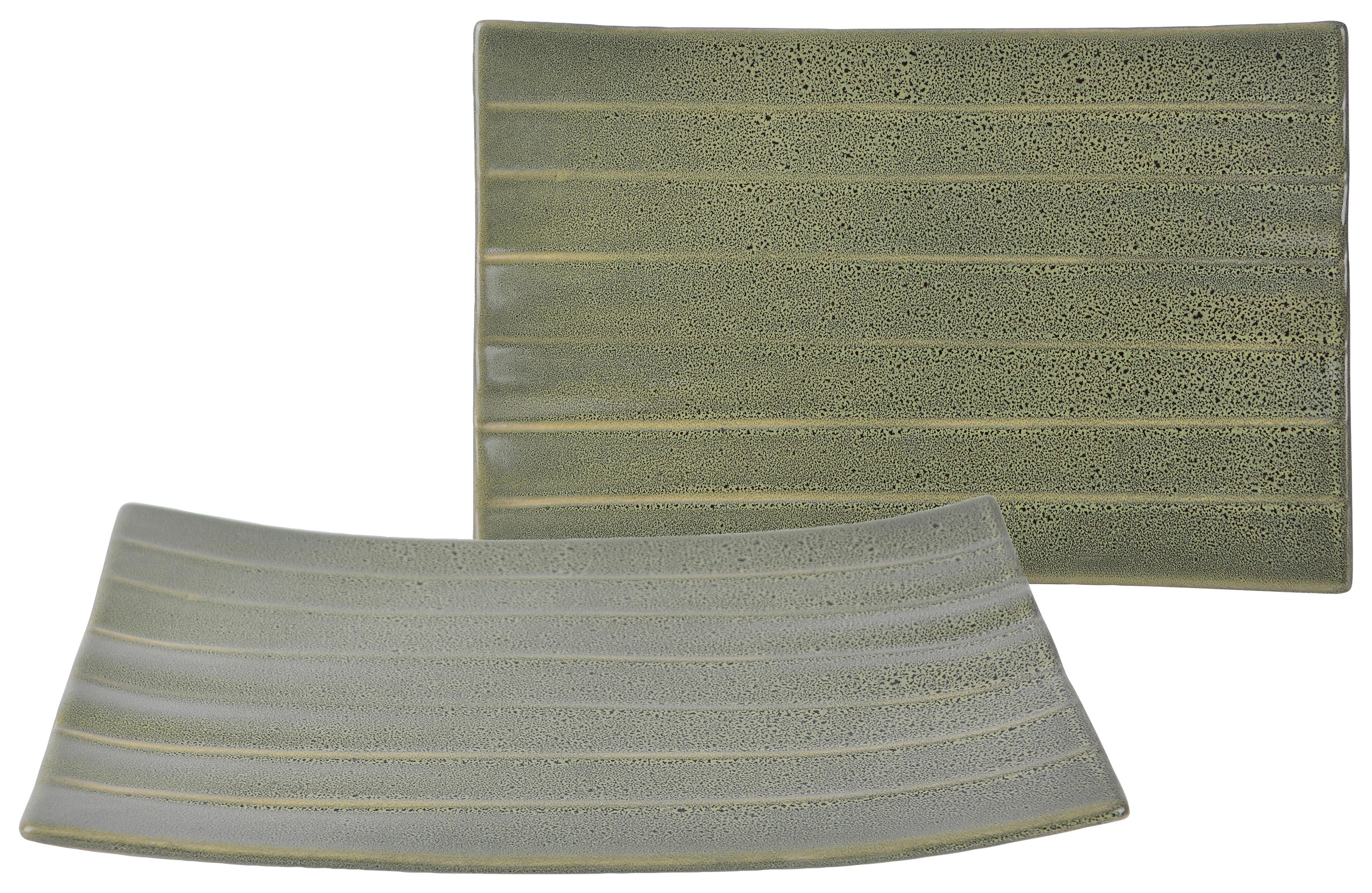 Servierschalen Keramik Grün 2-tlg. BxH: 24x15 cm