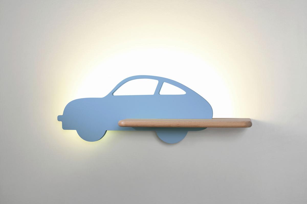 Kinderwandleuchte 21-84798 Car - Hellblau, Basics, Holz/Holzwerkstoff (43/12/15cm)