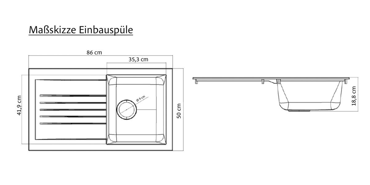 Küchenblock Liverpool Graphit/Eiche Dekor B: 240 cm - Schieferfarben/Eiche Wotan, Basics, Holzwerkstoff (240cm) - Held