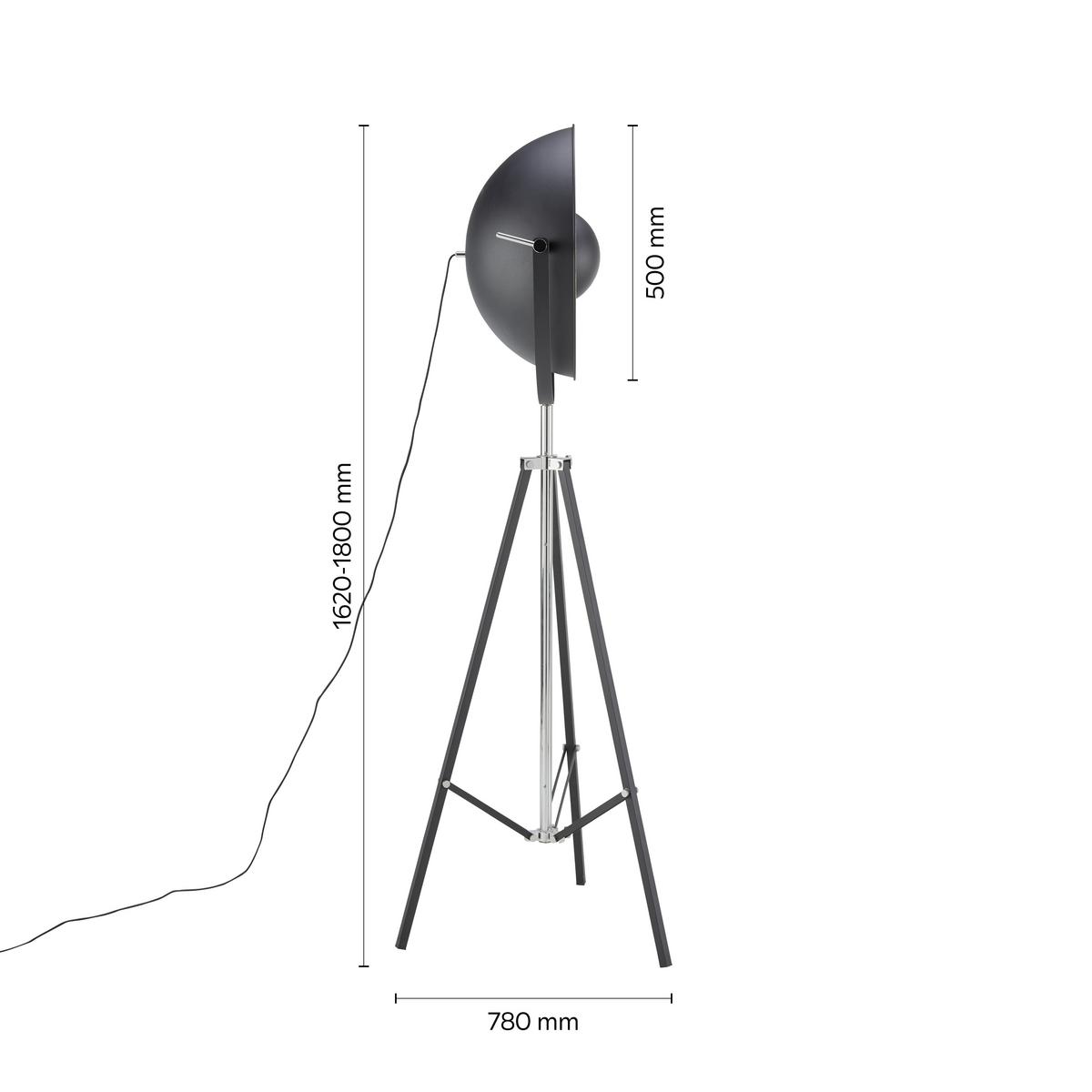 Stojací lampa Jule V: 176cm, 60 Watt - černá/barvy zlata, Lifestyle, kov (50/176cm) - Mömax