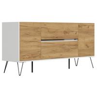 Sideboard Posseik Industrial Eichefarben/weiß B: 155 Cm - Eichefarben/Weiß Hochglanz, Design, Holzwerkstoff (155/75,8/42cm) - P & B