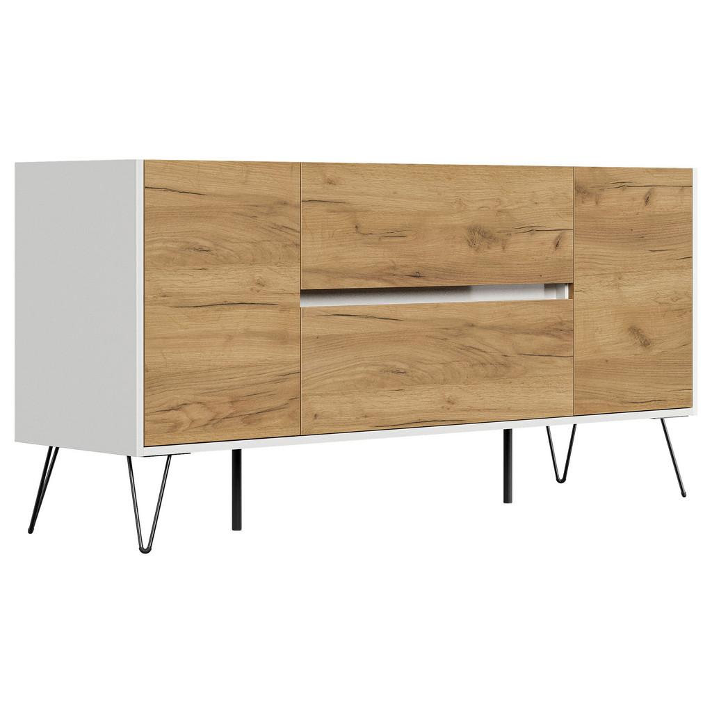 Sideboard Posseik Industrial Eichefarben/Weiß B: 155 cm