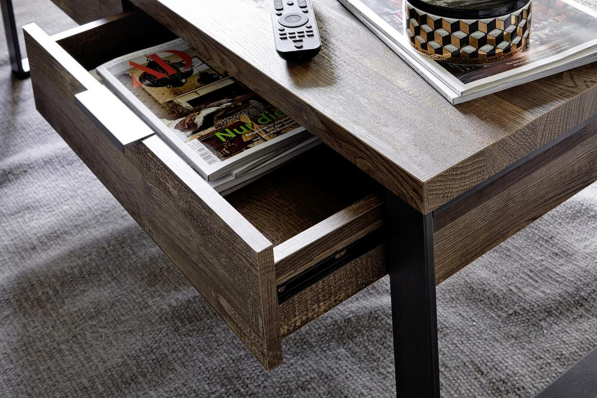Couchtisch Loop Coffee - Eichefarben/Anthrazit, KONVENTIONELL, Holzwerkstoff/Metall (118/59/40cm) - Livetastic