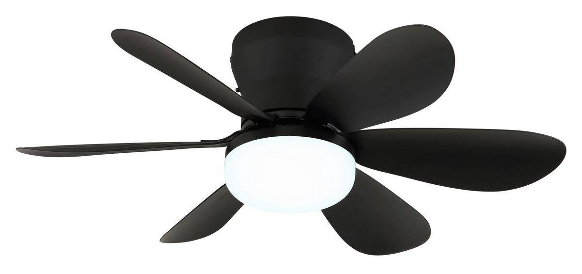 Deckenventilator Schwarz/Weiß 230V, 5W, DxH: ca. 51x16,5 cm - Schwarz/Weiß, Design, Kunststoff/Metall (51/16,5cm) - Globo