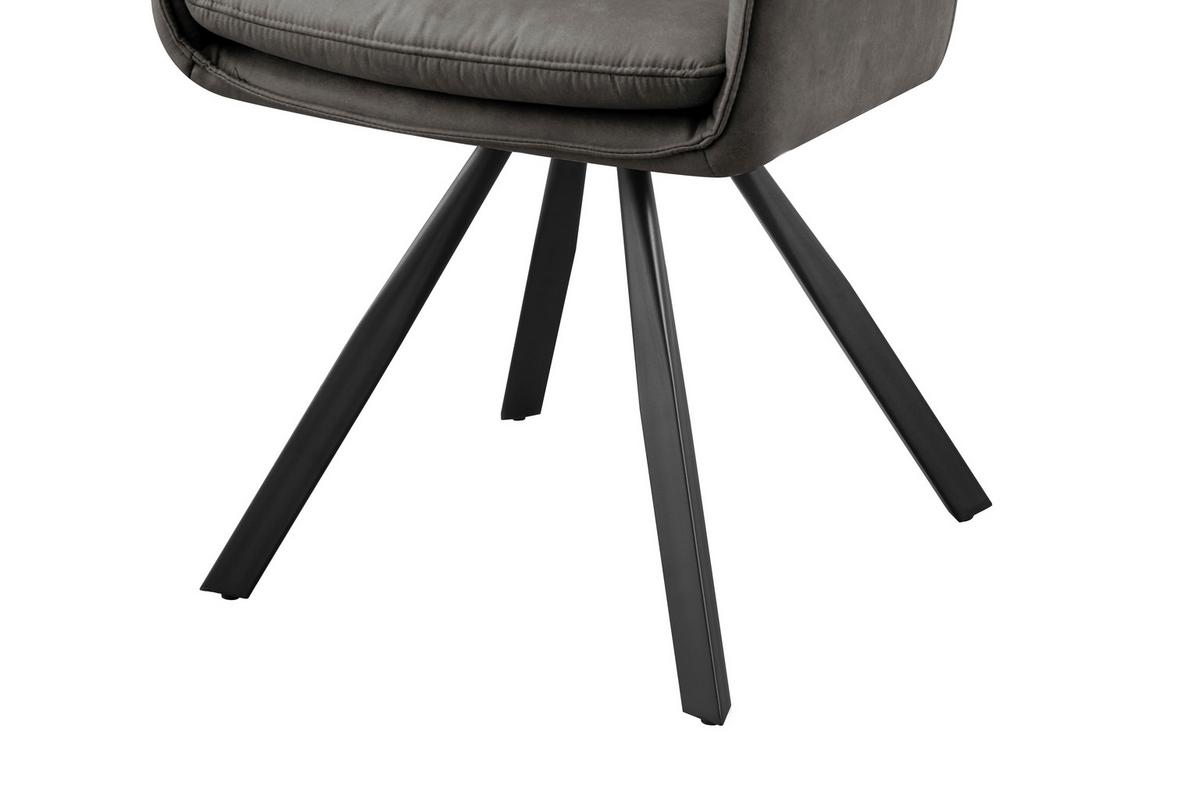 Armlehnstuhl Luna drehbar dunkelgrau, B: 57cm - Dunkelgrau/Schwarz, MODERN, Holz/Textil (57/90/62cm)