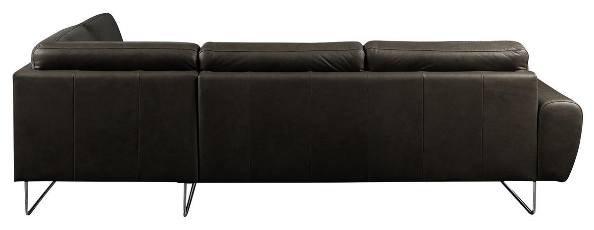 Ecksofa Spring Schwarz Chrom S: 273x250 cm - Chromfarben/Schwarz, Design, Leder (273/250cm) - Livetastic