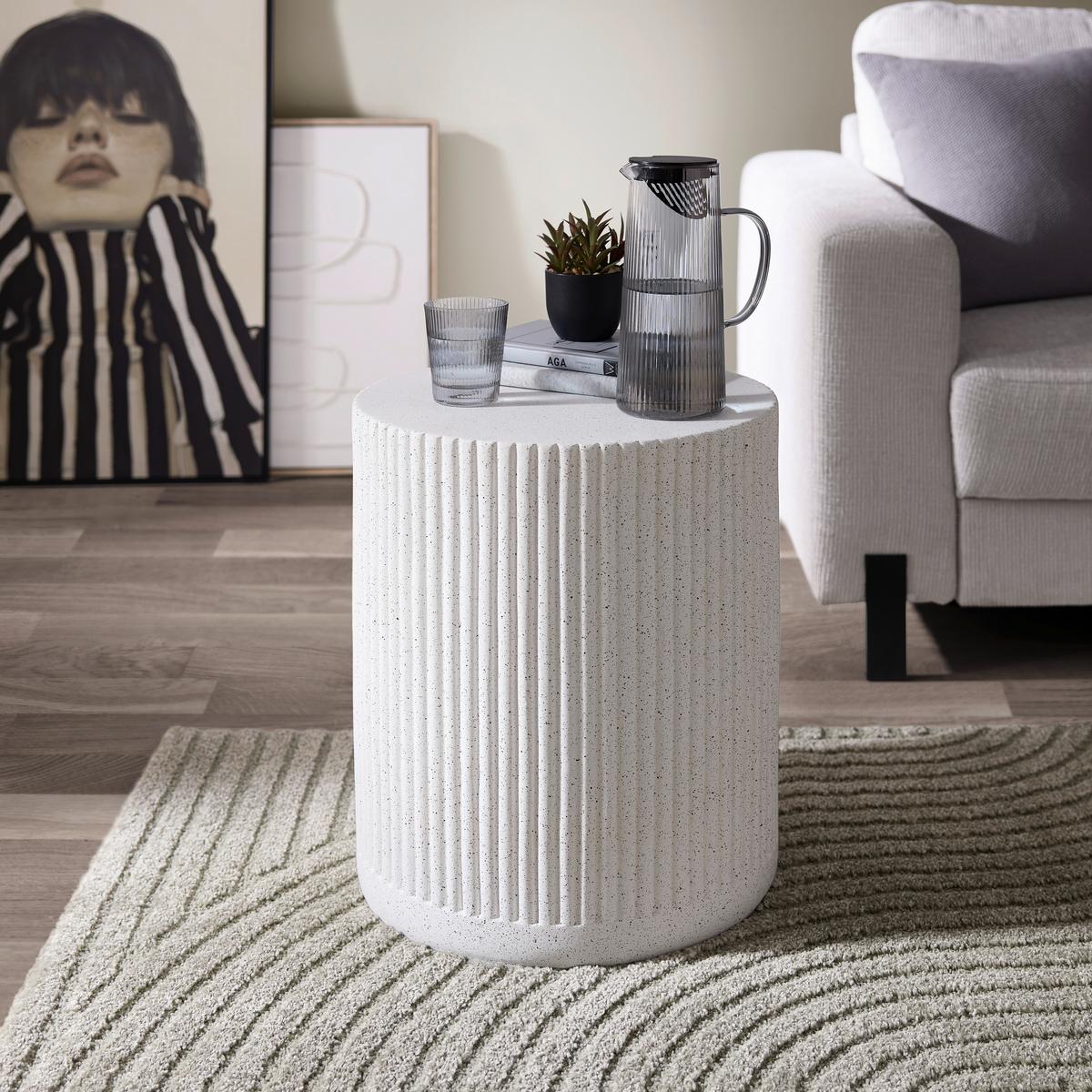 TABURETKA JASPER -TREND- - biela, Modern, kameň (39/48cm) - Mömax