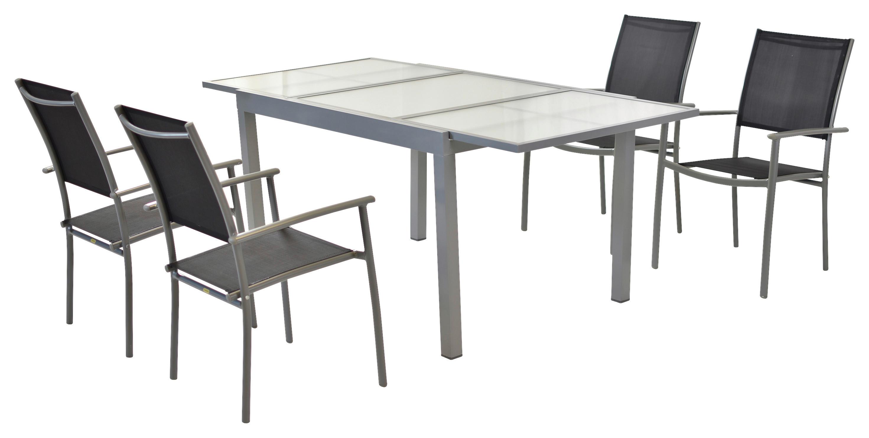 Gartenset Milano - Silberfarben/Schwarz, MODERN, Textil/Metall - Gardenson