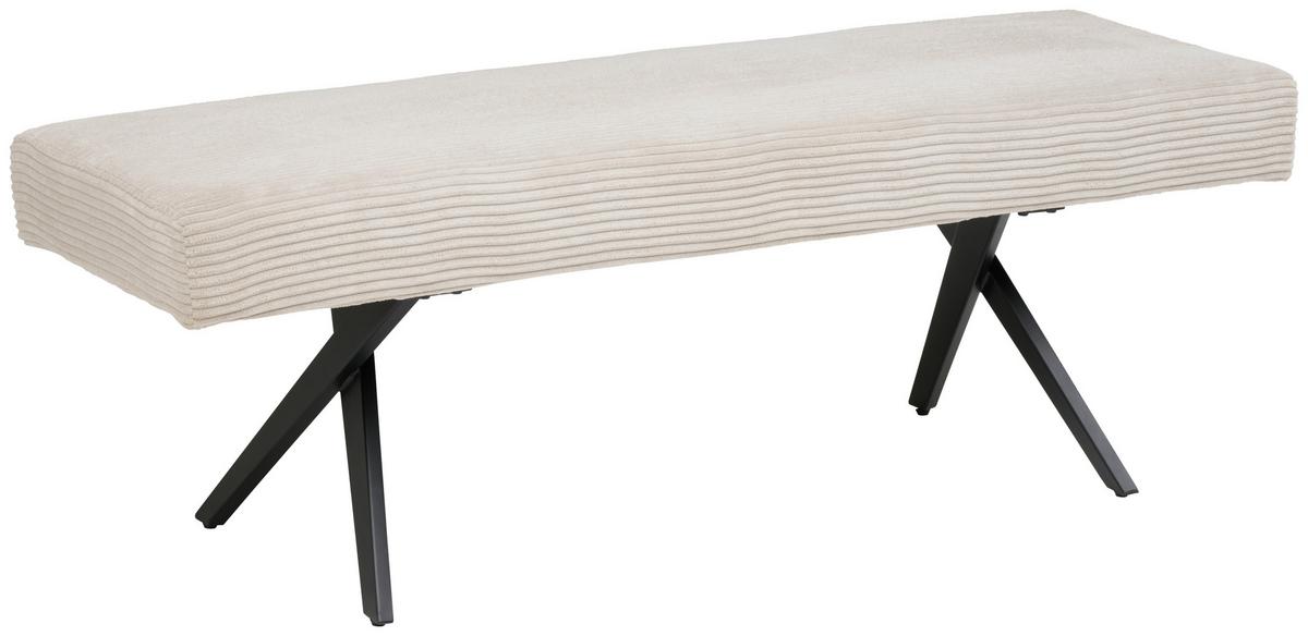 Sitzbank Chios Ohne Lehne Cord Beige, B: 140 Cm - Beige/Schwarz, KONVENTIONELL, Textil/Metall (140/49/47cm) - MID.YOU