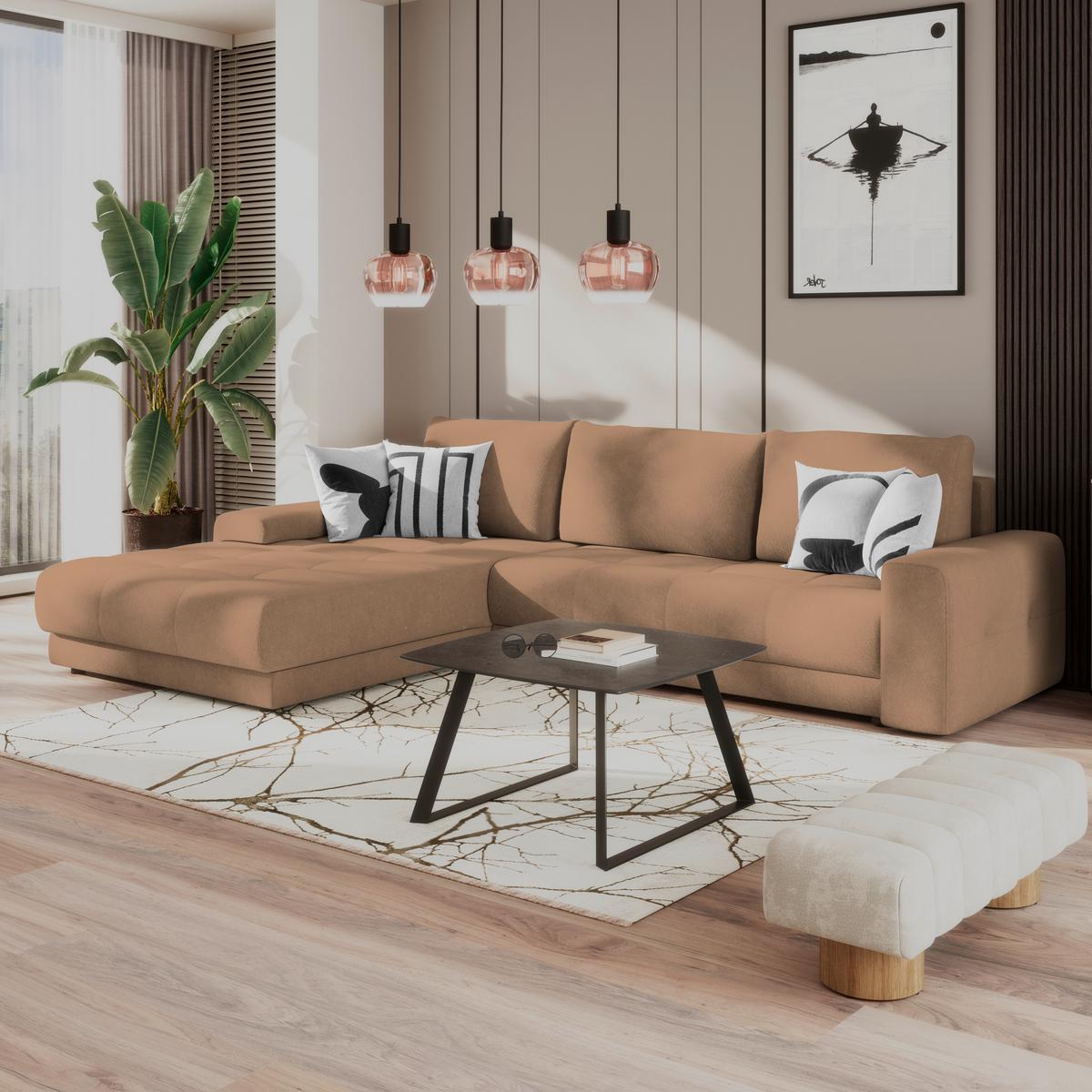 Ecksofa Adria Braun S: 213x308 cm - Braun, Trend, Textil (213/308cm) - Luca Bessoni