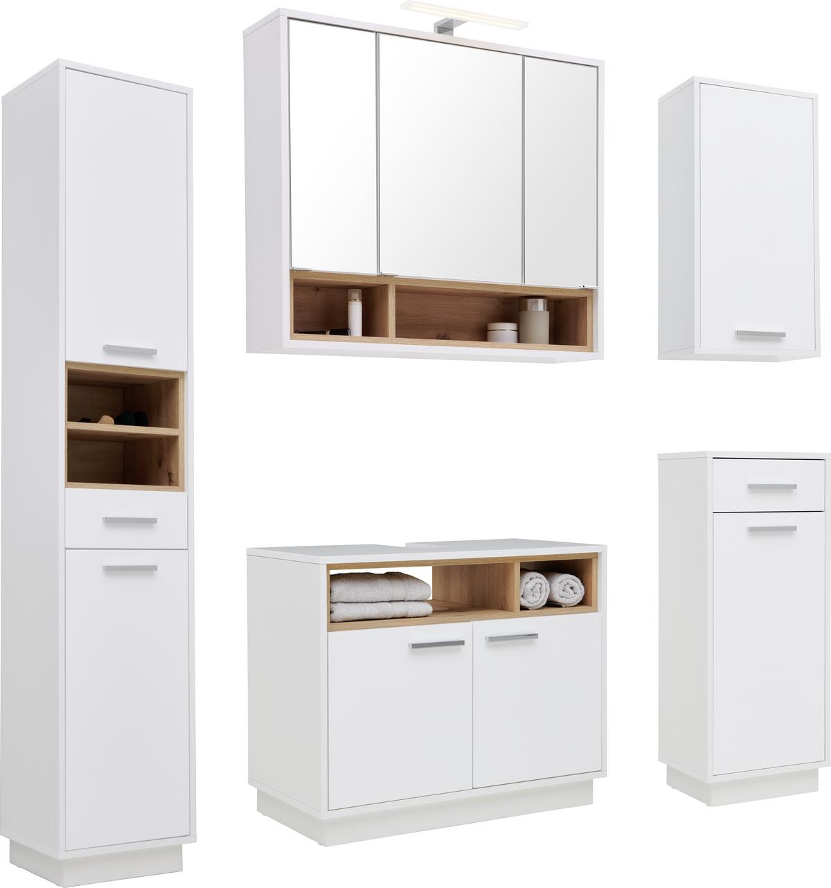 SKRINKA POD UMÝVADLO MILANO - biela/chrómová, Modern, kov/kompozitné drevo (80/64/40cm)