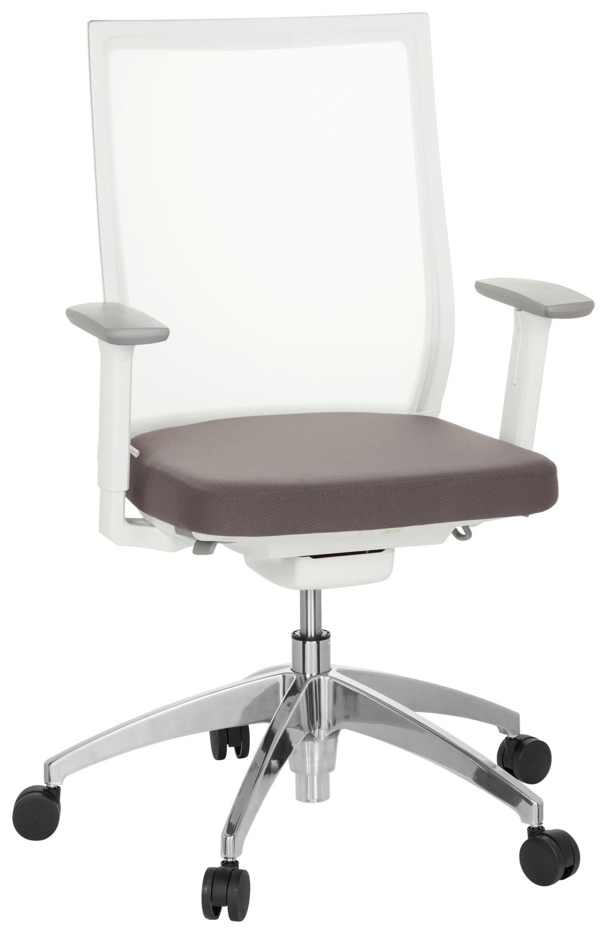 Drehstuhl Aspen Armstützen Gau/weiß Bis 120kg - Alufarben/Weiß, MODERN, Kunststoff/Textil (63/97/55cm) - MID.YOU