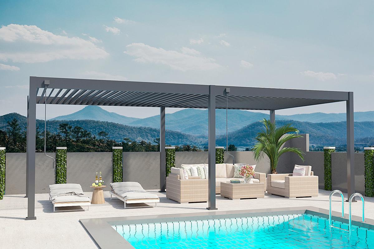 Pergola 360x720 Cm Wetterbeständig, Graphitfarben - Graphitfarben, Basics, Metall (360/720/255cm)