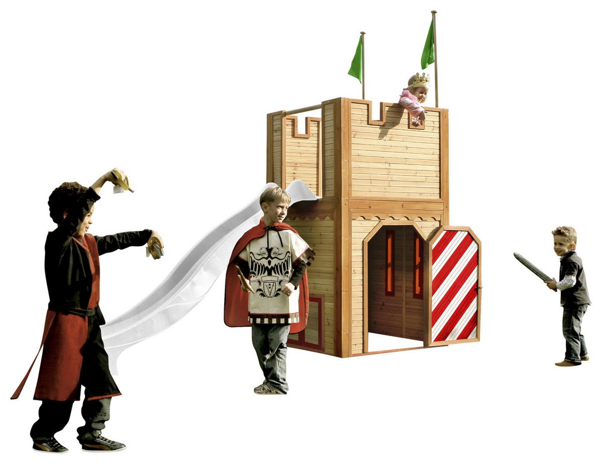 Spielhaus A030.109.90 - Rot/Weiß, KONVENTIONELL, Holz/Kunststoff (319/195/110cm) - Ambia Garden