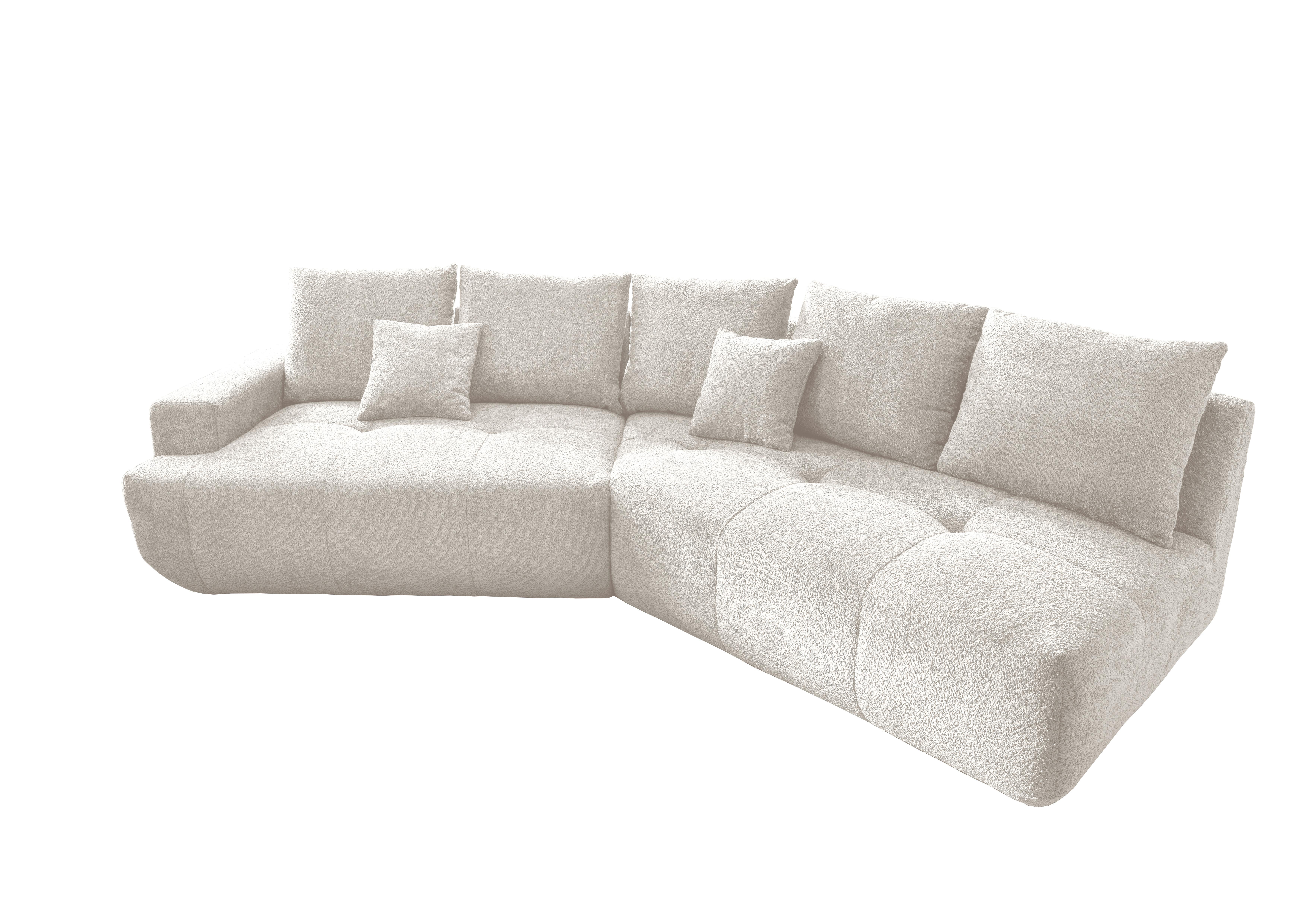 Big Sofa Fertilia Bouclé Weiß, B: 323 cm - Schwarz/Weiß, MODERN, Textil (323/91/155cm) - Livetastic
