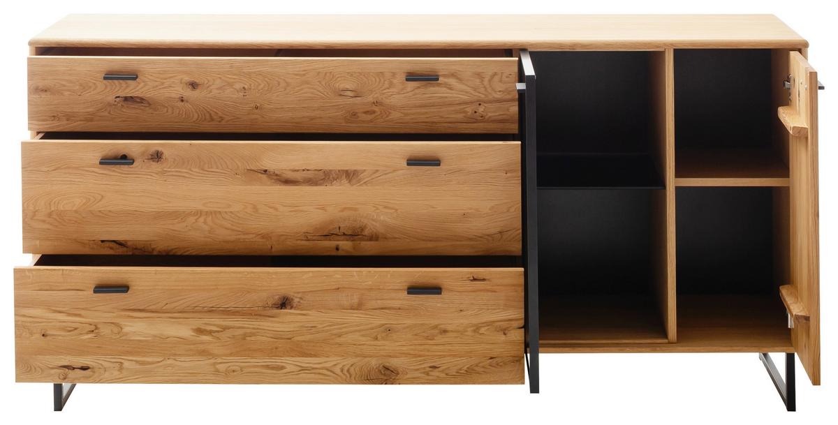 Sideboard Arezzo Wildeiche B: 179 cm - Wildeiche/Anthrazit, Design, Glas/Holz (179/85/44cm) - MID.YOU
