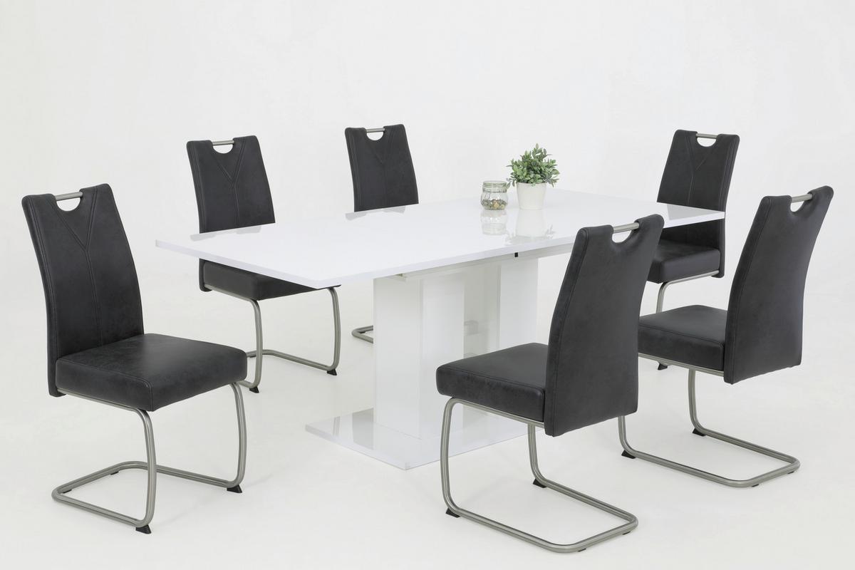 Schwingstuhl Sophia Anthrazit Gepolstert 2er-Set - Edelstahlfarben/Anthrazit, MODERN, Textil/Metall (43/99/58cm) - MID.YOU