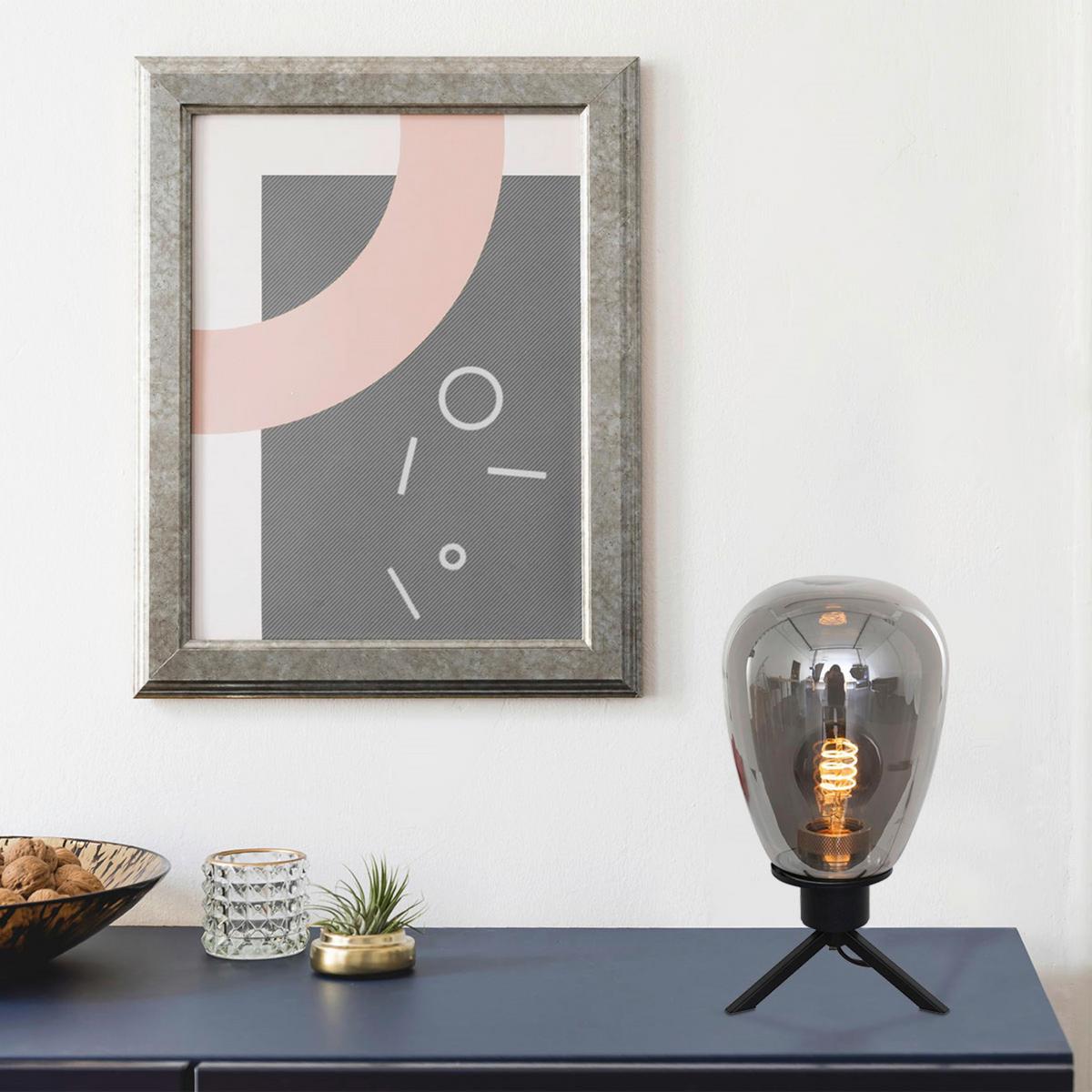 Tischleuchte Reflexion - Schwarz, Trend, Glas/Metall (15/28/15cm)