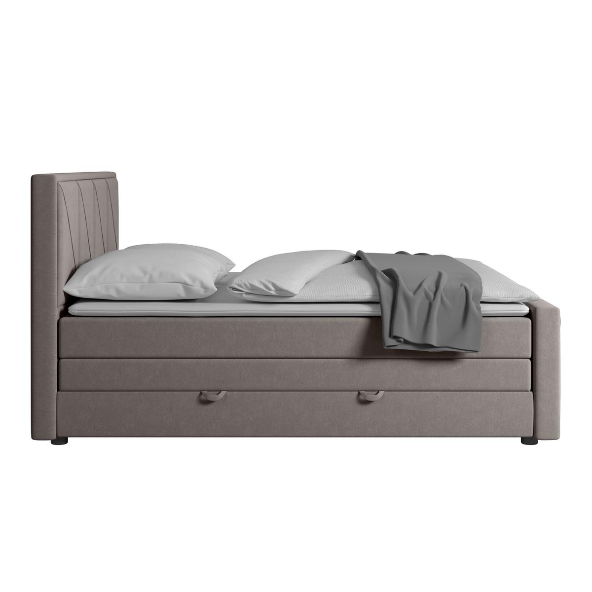 Boxspringbett Mit Bettkasten Oslo 180x200 Cm Hellgrau - Hellgrau/Schwarz, MODERN, Holzwerkstoff/Kunststoff (180/200cm) - MID.YOU