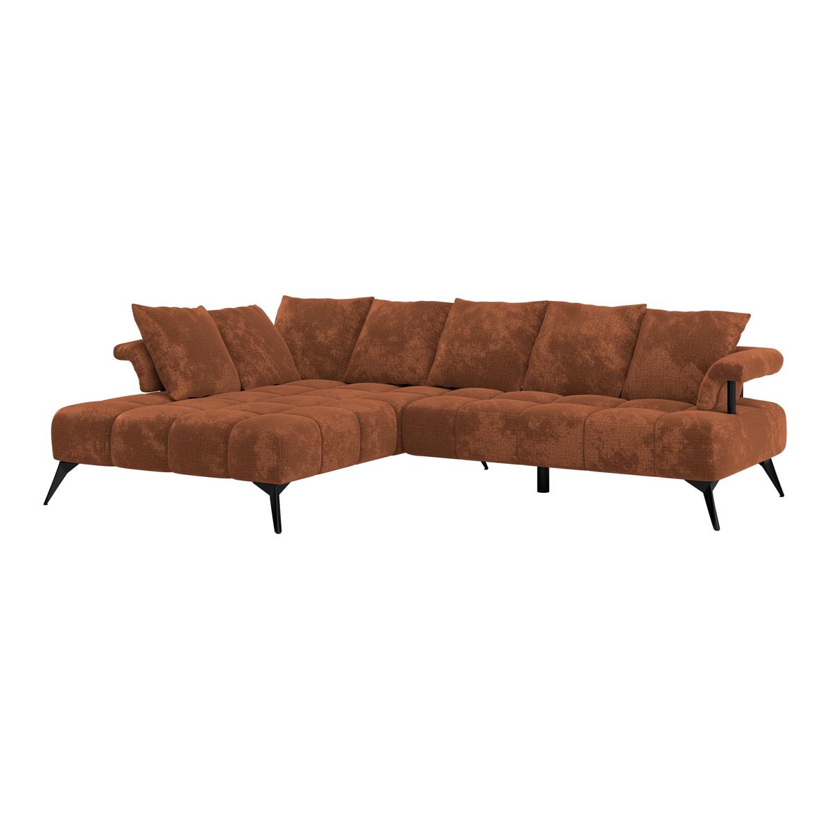 Rohová sedačka VANESSA NEW nutná š. dveří 90 cm, levá - černá/rezavá, Moderní, kov/textil (200/297cm)