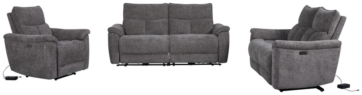 3-Sitzer-Sofa mit Relaxfunktion Tokio Grau - Grau, MODERN, Holz/Textil (200/96,5/102cm)