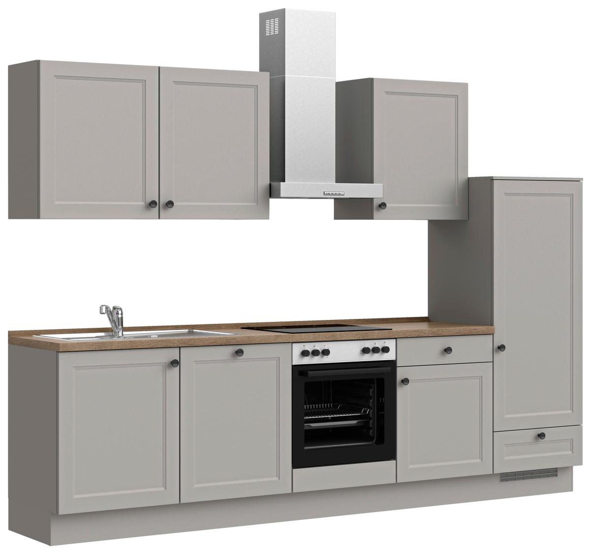 Kuchynská linka 300 cm, kamenná sivá - čierna/sivá, Modern, kov/kompozitné drevo (300cm) - Nobilia
