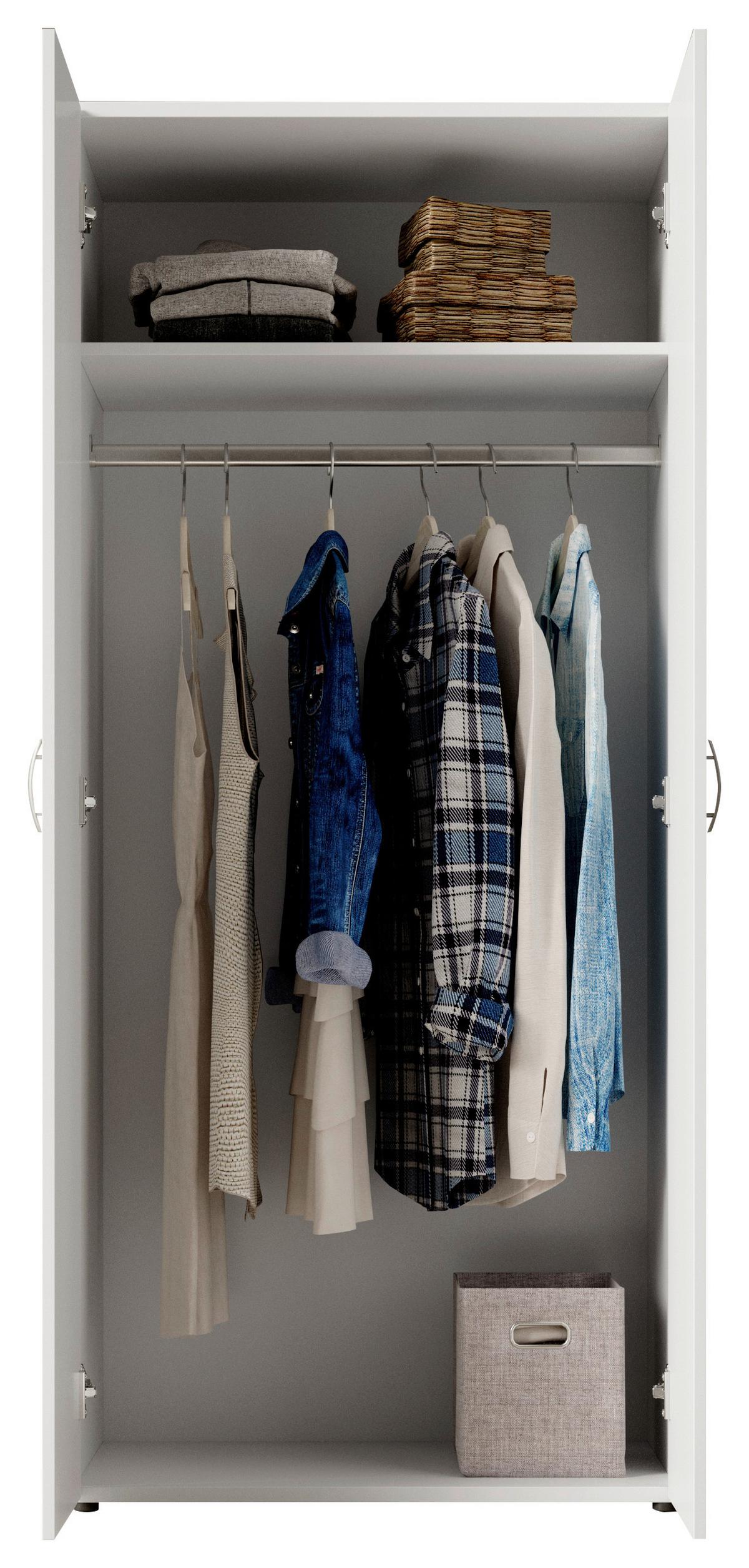 Kleiderschrank B: 81 cm Joe Weiß - Weiß, Basics, Holzwerkstoff (81/177/51cm)