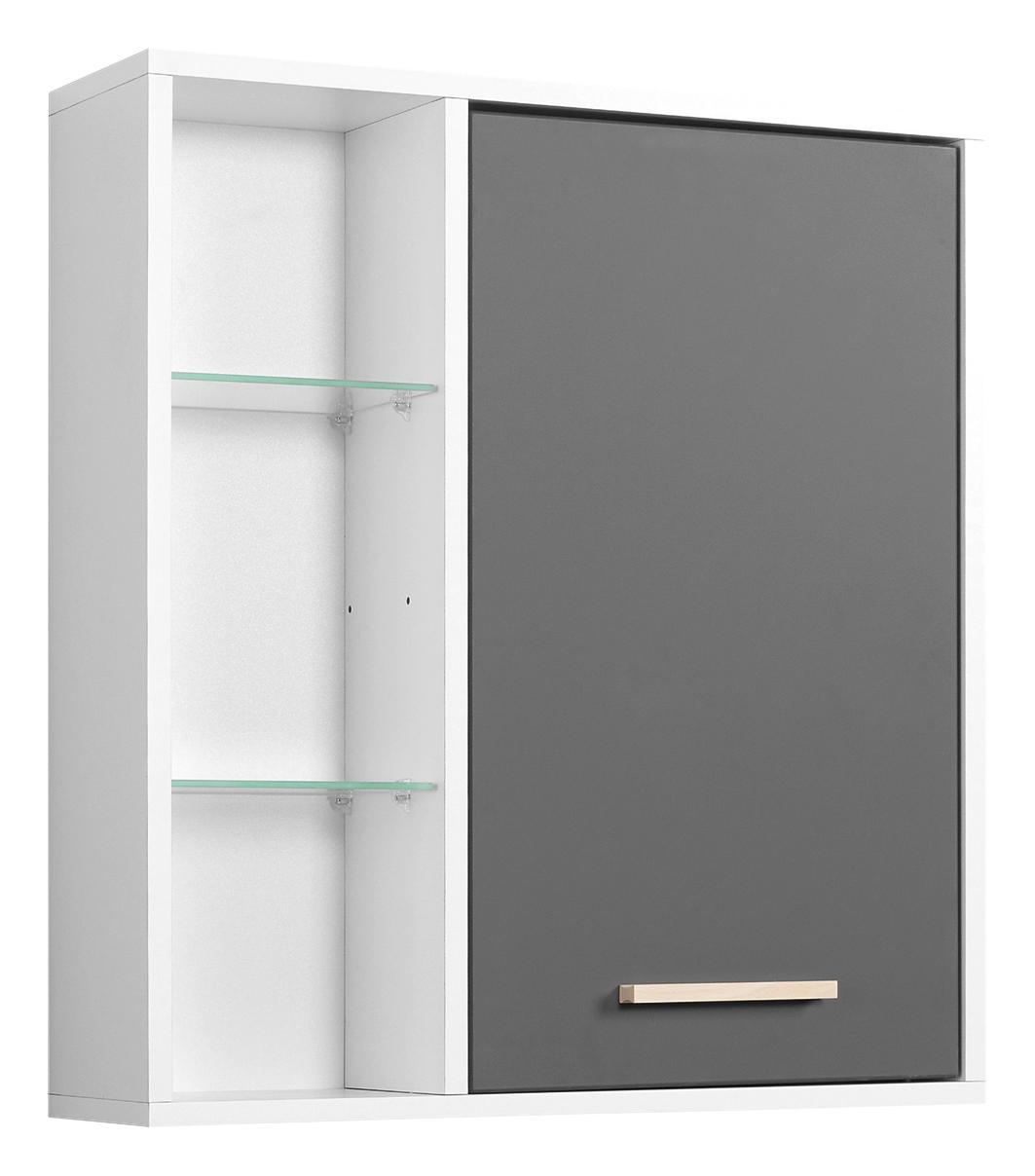 Hängeschrank Oslo B:60cm Anthrazit - Anthrazit/Weiß, Basics, Glas/Holzwerkstoff (60/64/20cm)