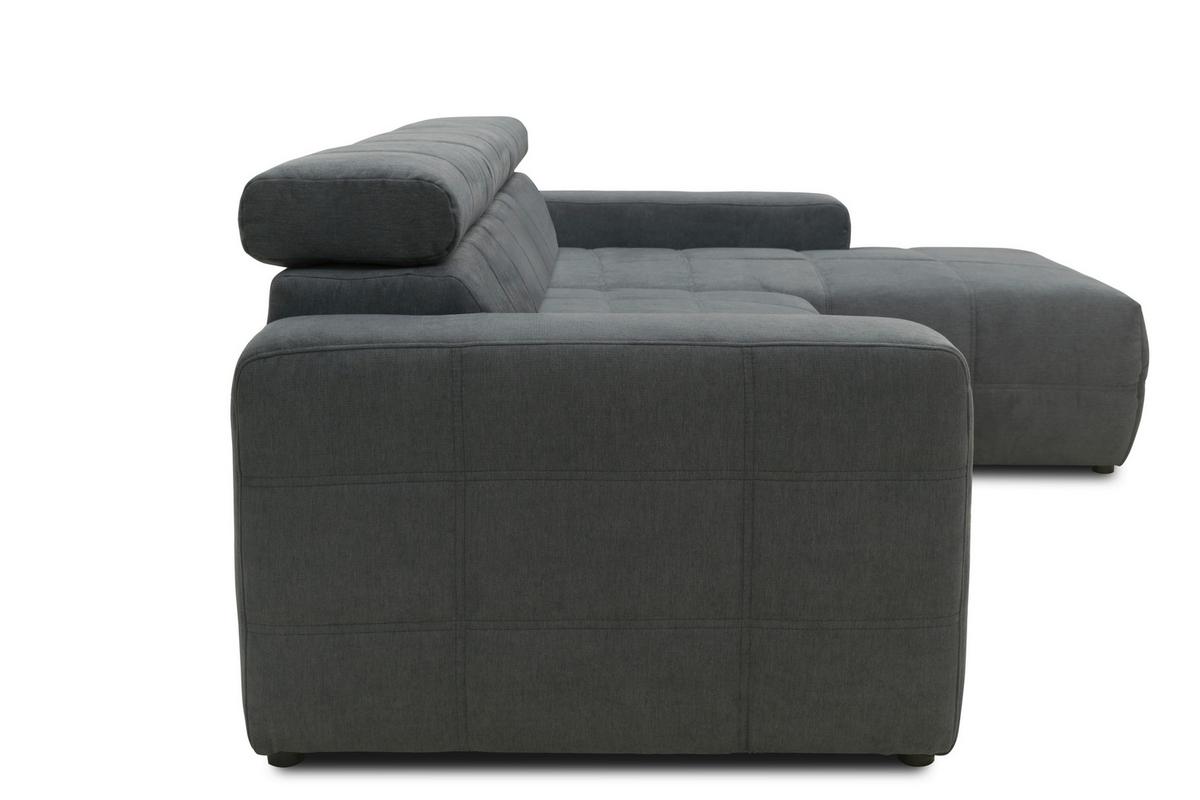 Ecksofa Mit Sitztiefen- Verstellung Brandon Dunkelgrau - Dunkelgrau/Schwarz, Design, Textil (285/175cm) - MID.YOU