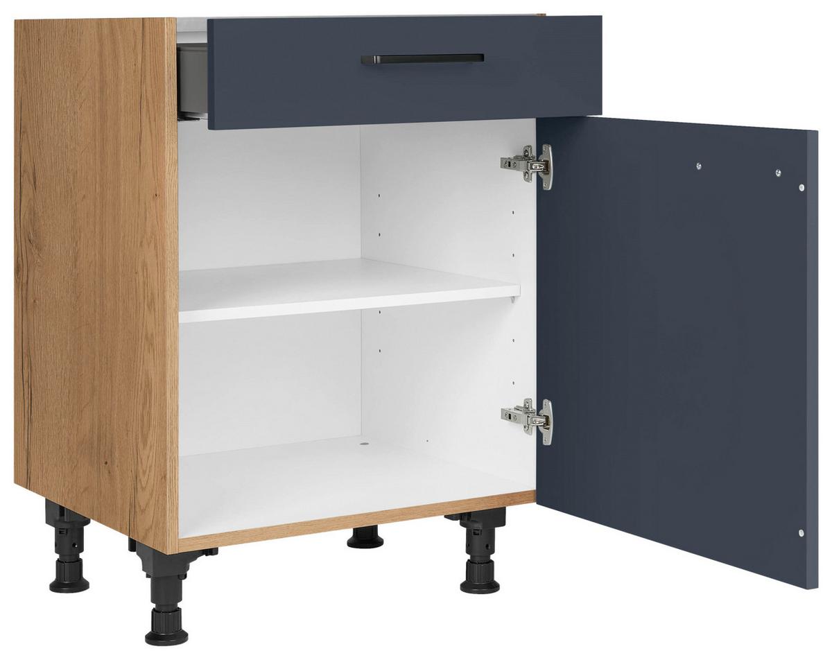 Schubkastenunterschrank Easytouch - Blau/Eichefarben, MODERN, Holzwerkstoff (60/87/56cm) - Nobilia