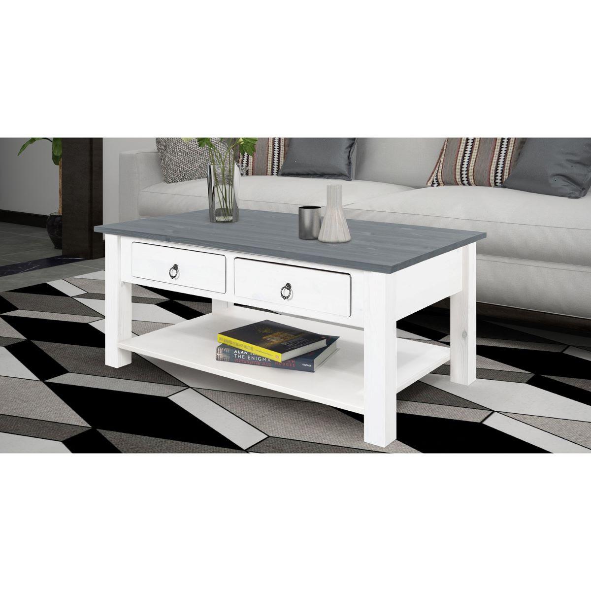 Couchtisch Ines mit Ablagefach Grau/Weiß - Weiß/Grau, Design, Holz (110/45/60cm) - MID.YOU