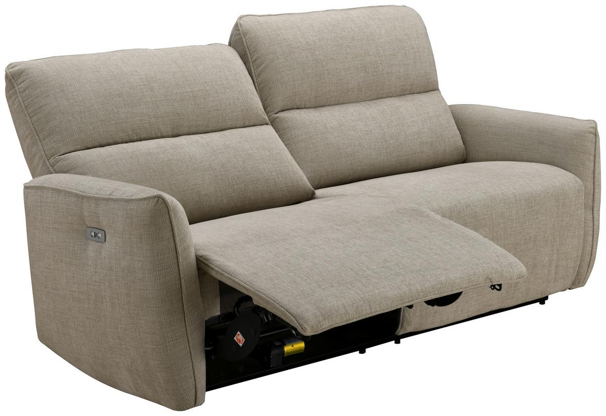2-Sitzer-Sofa Steffi inkl. Elektr. Relaxfunktion B:196 cm - Beige/Schwarz, KONVENTIONELL, Holz/Textil (196/98/93cm) - Livetastic