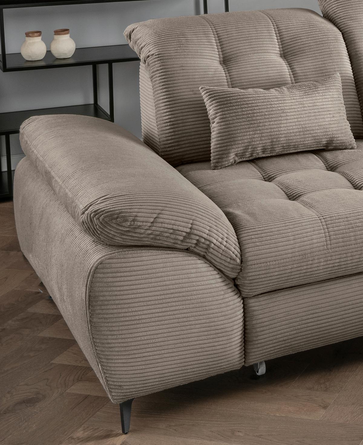 Eckschlafsofa Delphino Graubraun S: 273x189 cm - Graubraun/Schwarz, MODERN, Textil (273/189cm) - Livetastic